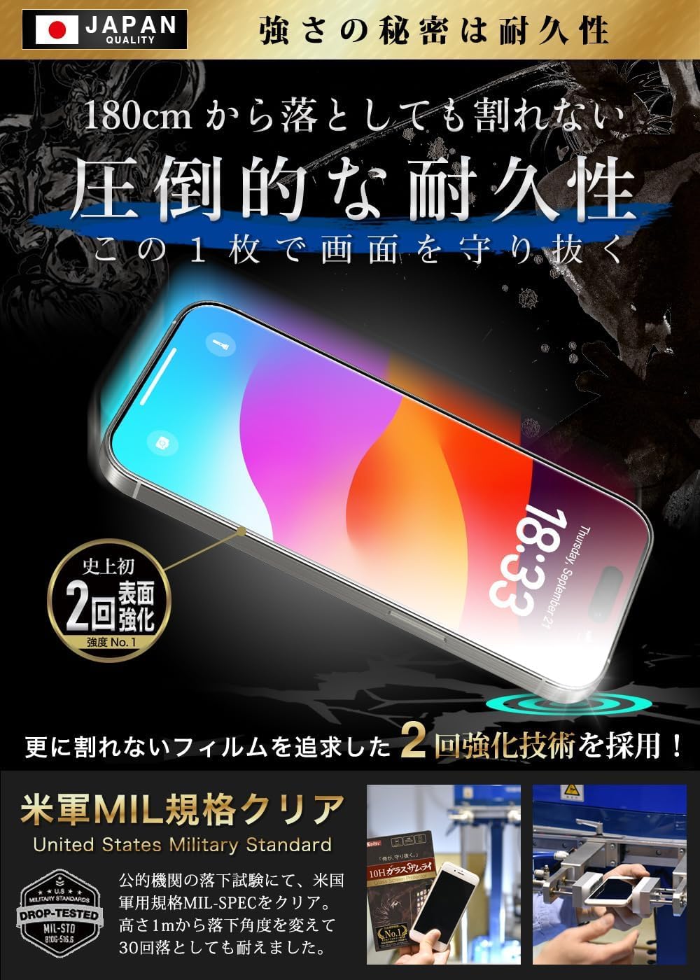 Amazon.co.jp: Glass Zamurai Glass Film for iPhone 14 Pro Max, Blue